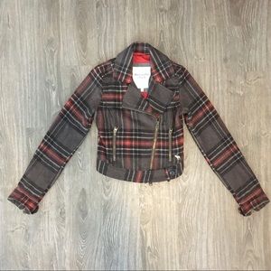Abercrombie & Fitch Plaid Moto Jacket Sz X-Small